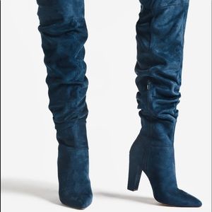 Teal Slouch over the knee boots